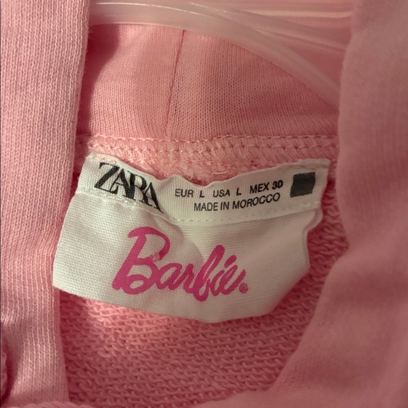 2 Piece - Zara X Barbie Pink 1959 Cropped Sweatshirt Hoodie & Joggers Sz L - Picture 10 of 11